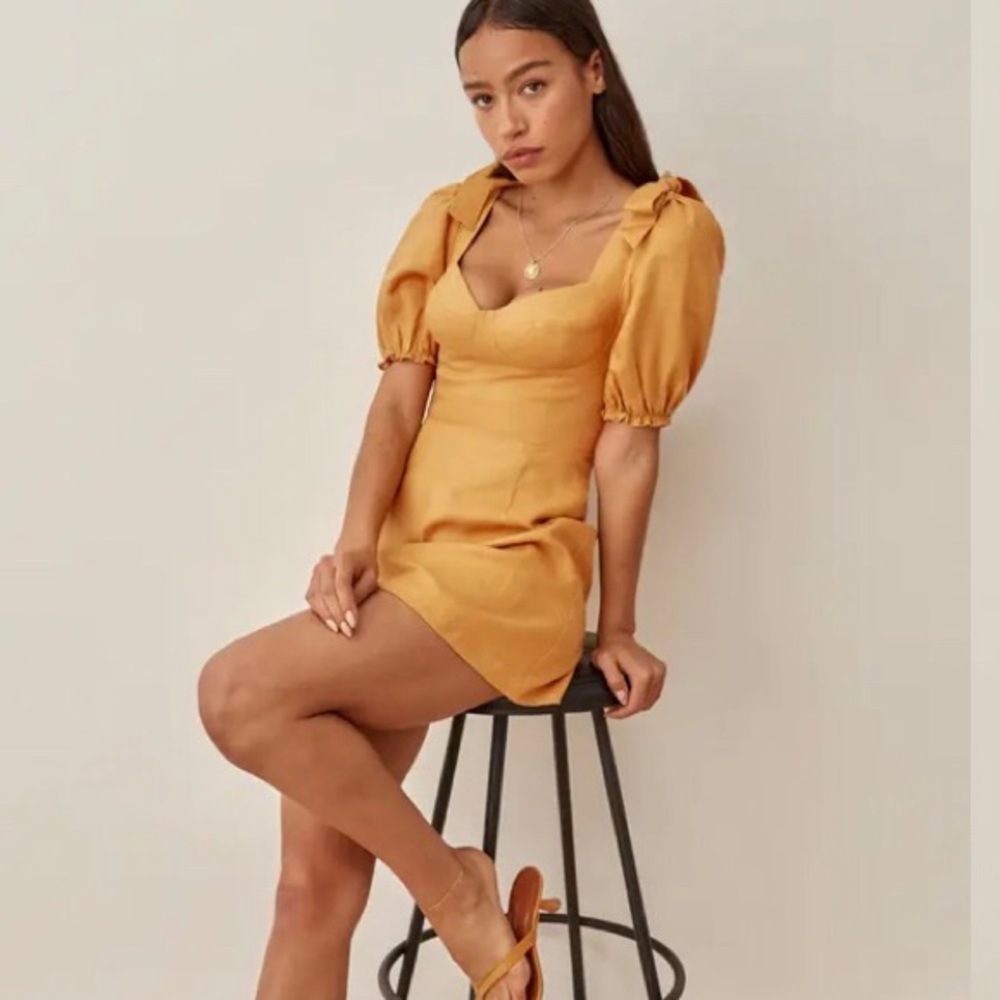 NWT Reformation Spring Bow Sleeve Dress - Picture 4 of 8